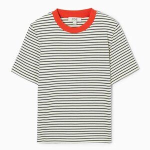 COS Heavyweight "Clean Cut" tee w/ orange collar - Small